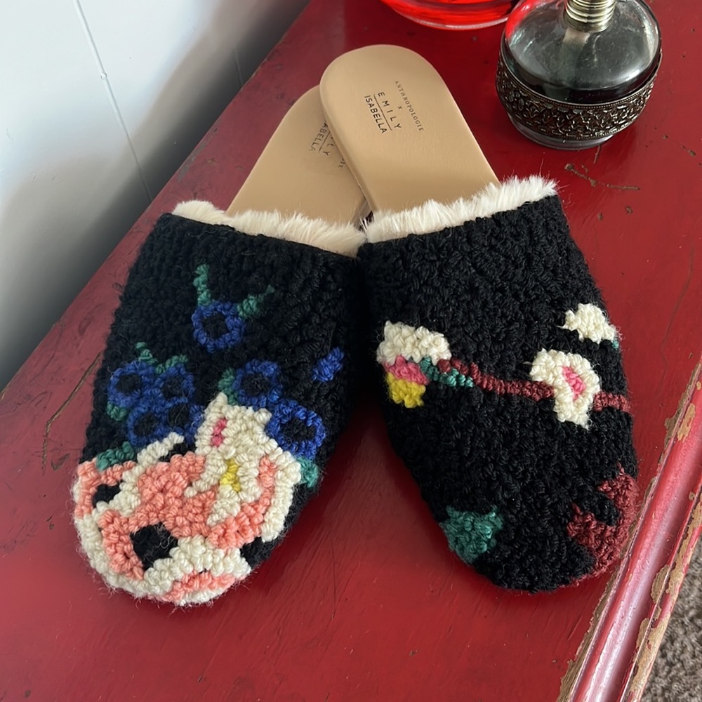 Anthropologie Painted Garden Slides-Size L-Like New!